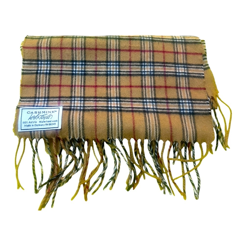 Lord & Taylor CASHMINK™ Scarf Size Camel Plaid Classic Soft Cashmink Cozy Chic